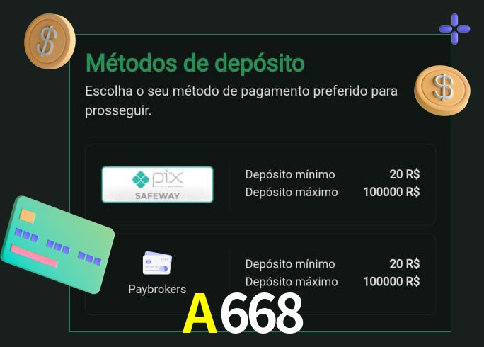 O cassino A668 oferece uma grande variedade de métodos de pagamento